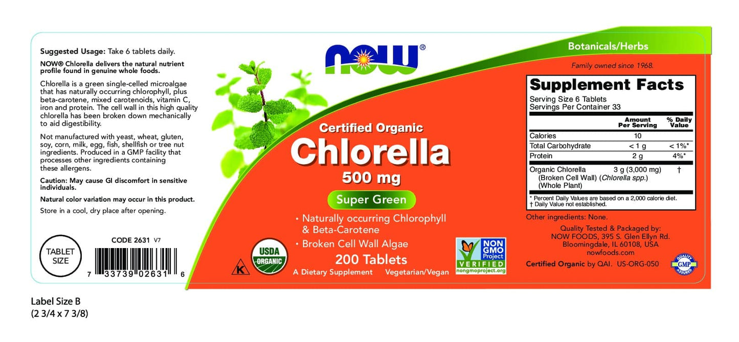 Now Foods Organic Chlorella 500mg