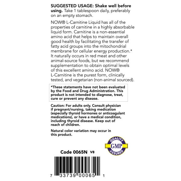 NOW Foods L-Carnitine Liquid 1,000mg