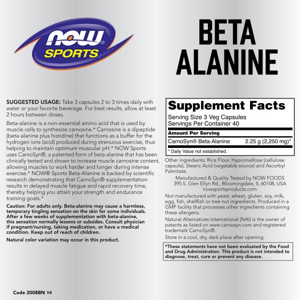 NOW Foods Beta-Alanine 750 mg