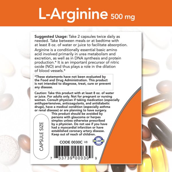 NOW Foods L-Arginine 500mg