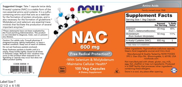 NOW Foods NAC 600mg