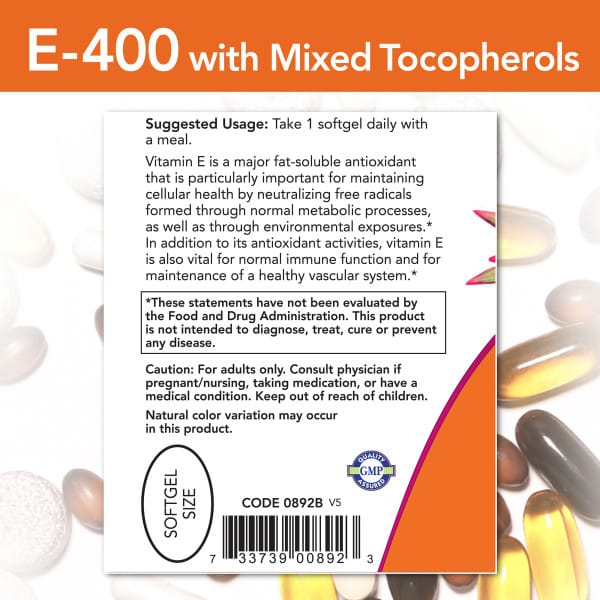NOW Foods Vitamin E-400 With Mixed Tocopherols