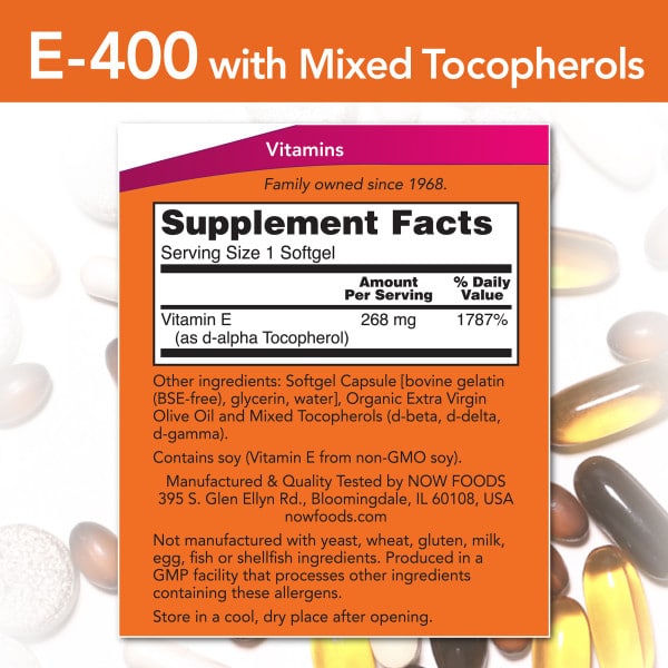 NOW Foods Vitamin E-400 With Mixed Tocopherols