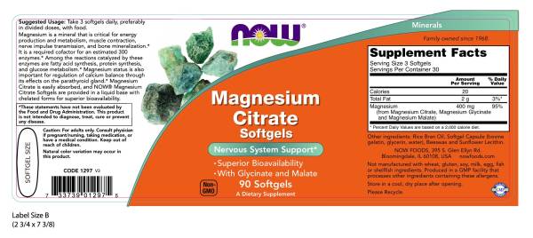 NOW Foods Magnesium Citrate 134mg
