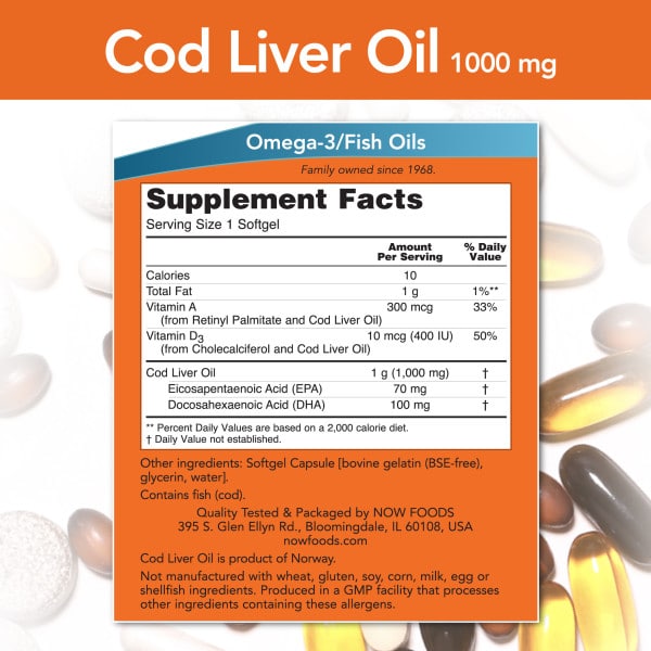 NOW Foods Cod Liver Oil Extra Strength 1000mg
