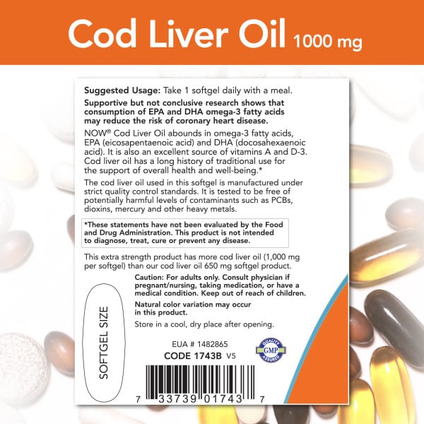 NOW Foods Cod Liver Oil Extra Strength 1000mg