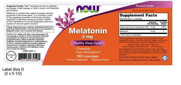 NOW Foods Melatonin 3mg Chewable
