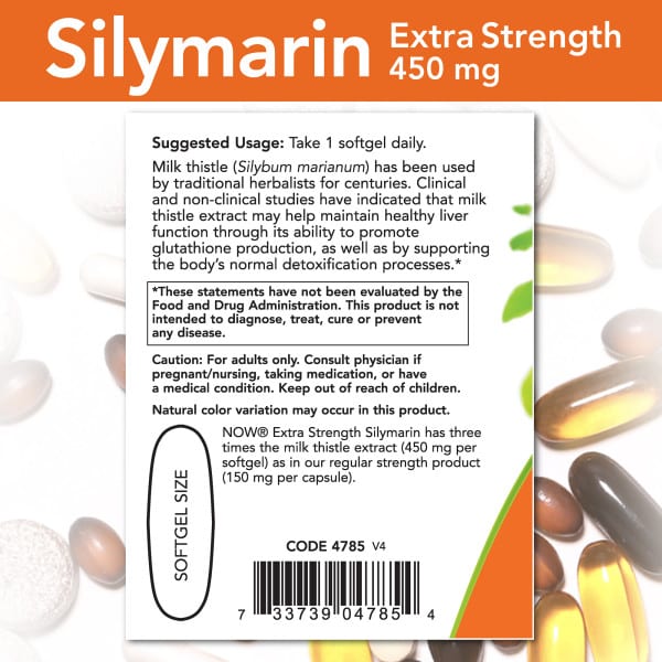 NOW Foods Silymarin Milk Thistle Extract Extra Strength 450mg