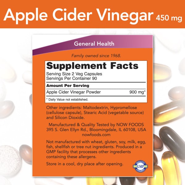 NOW Foods Apple Cider Vinegar 450mg