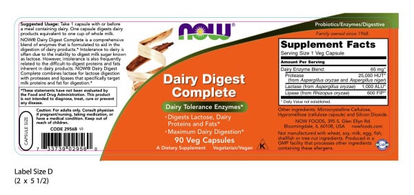 Now Foods Dairy Digest Complete Veg Capsules