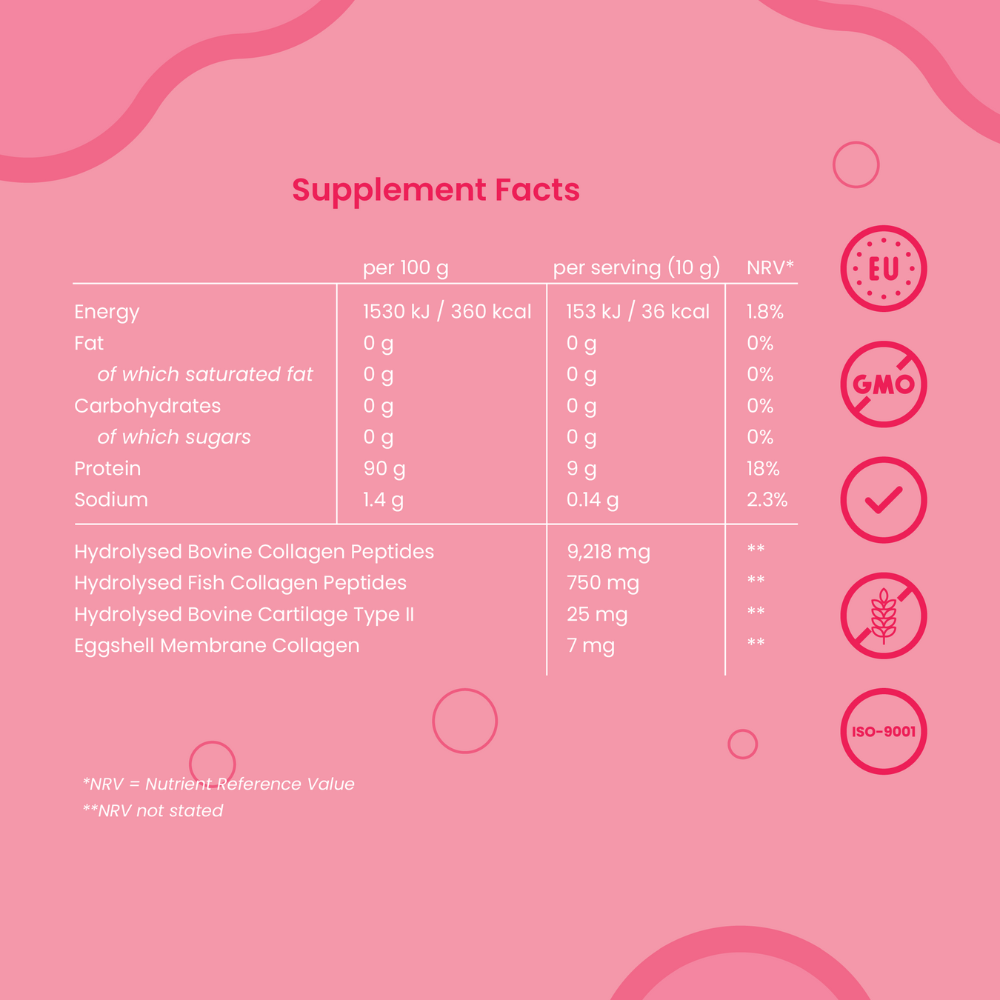 +boost Super Multi Collagen powder in a container, showcasing the collagen supplement designed to support skin, hair, and joint health.