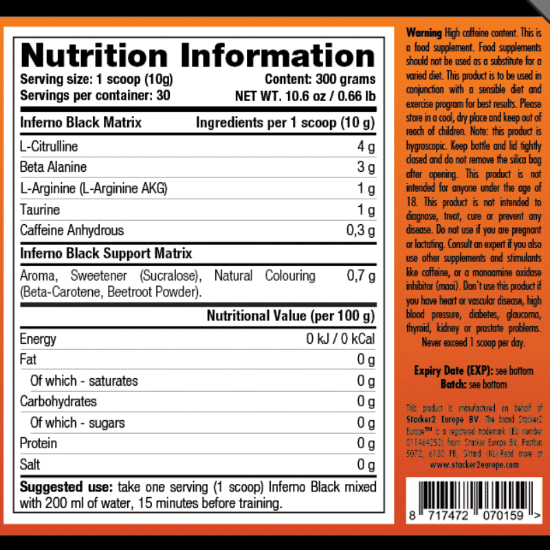 Stacker2 Inferno Black Pre Workout