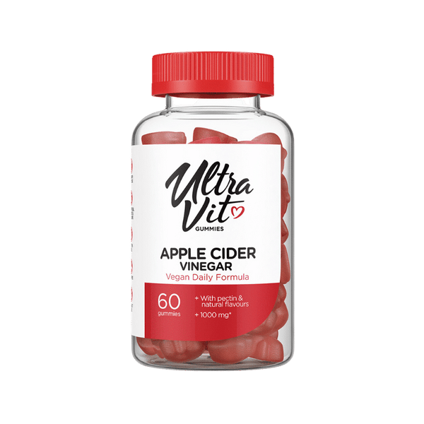 VPLAB Apple Cider Vinegar Gummies bottle with colorful gummies visible inside, dietary supplement for wellness and digestion.