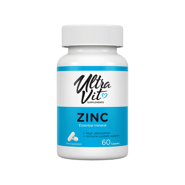 VPLAB Zinc supplement bottle with white label and blue cap, featuring the VPLAB logo and product name on the label.