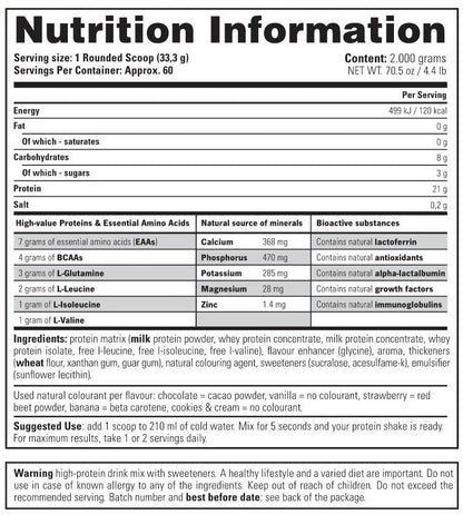 Stacker2 Whey Protein + BCAA 2kg supplement facts and nutrition information